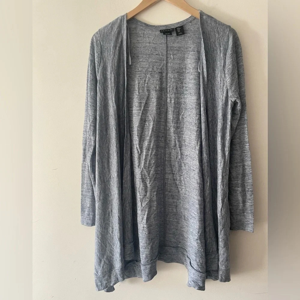 Tahari 100% Linen Blue Lightweight Cardigan‎